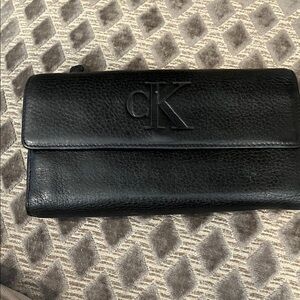 Calvin Klein Black Leather Trifold Wallet